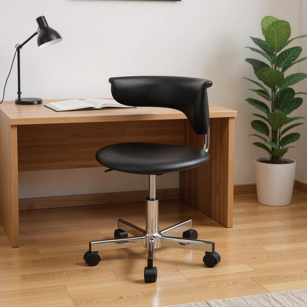 Black and Silver Adjustable Height Swivel Rolling Conference Office Chair