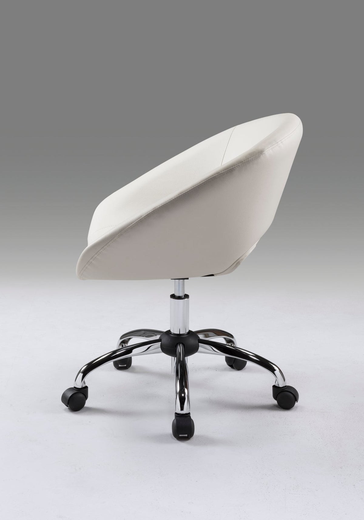 White & Silver Faux Leather Adjustable Height Office Chair | Swivel, Rolling, Modern Comfort