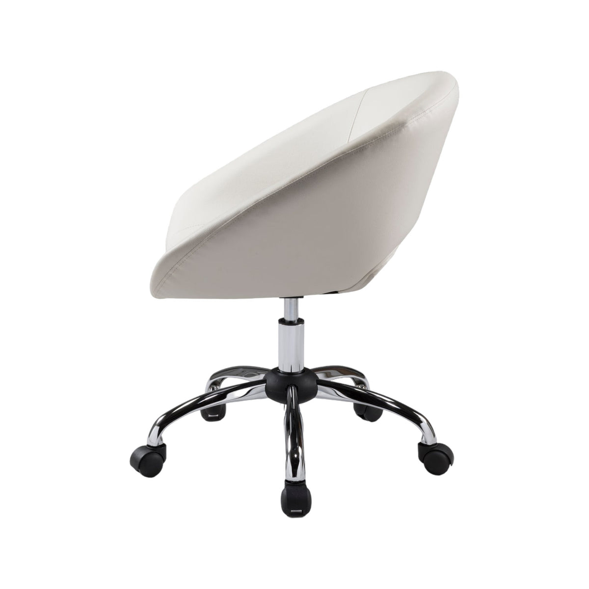White & Silver Faux Leather Adjustable Height Office Chair | Swivel, Rolling, Modern Comfort