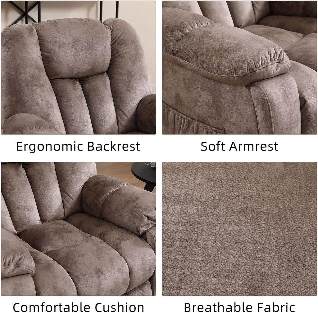 Light Brown ExtraWide Two Seat Manual Recliner Loveseat-2