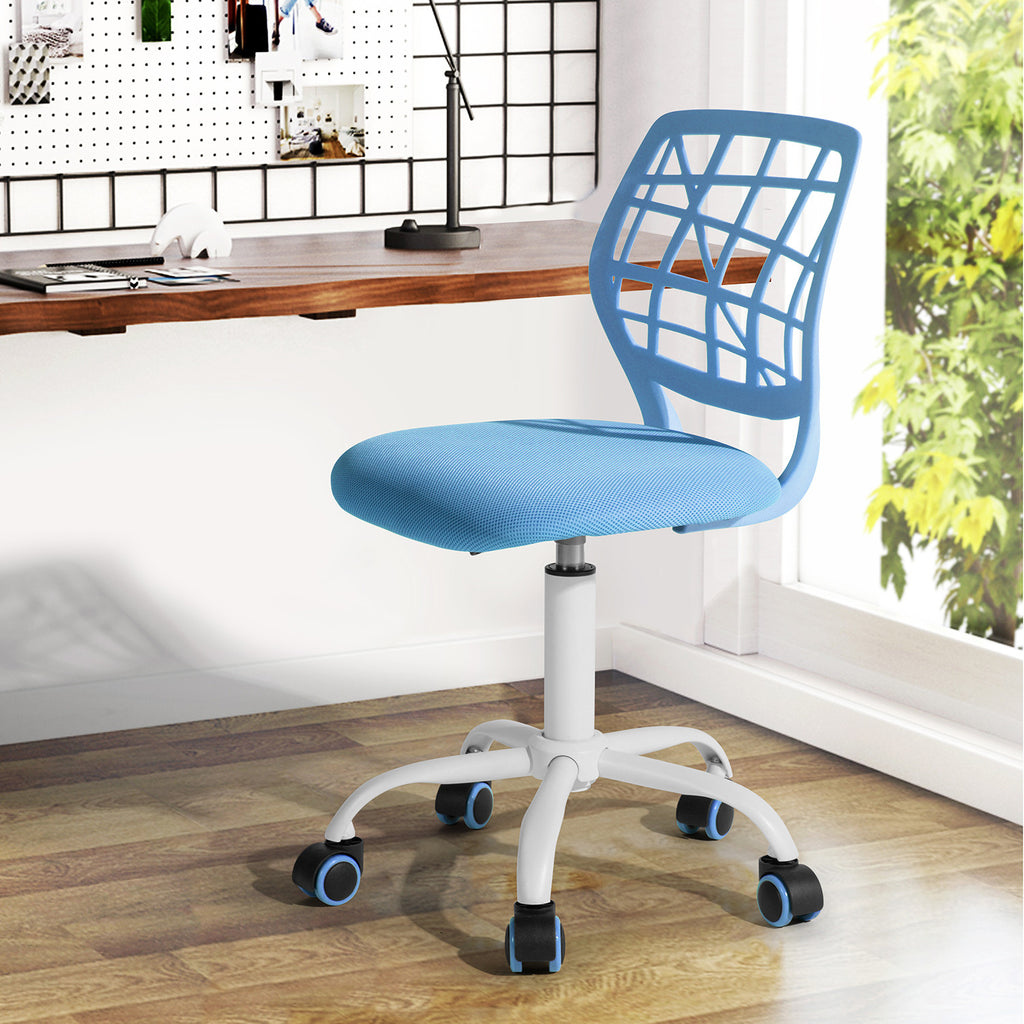 Blue & White Adjustable Height Office Chair | Swivel, Rolling, Fresh Modern Style
