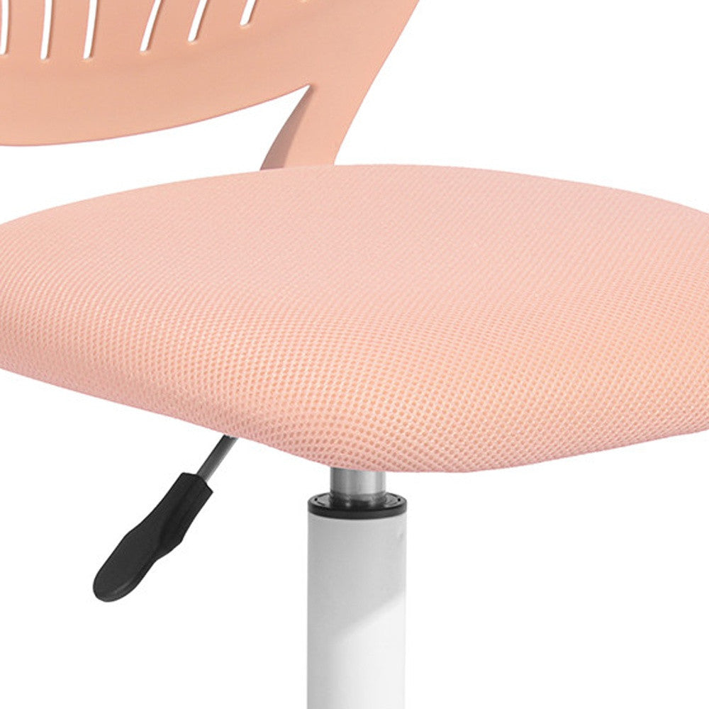 Baby Pink & White Adjustable Height Office Chair | Swivel, Rolling, Soft Pastel Style