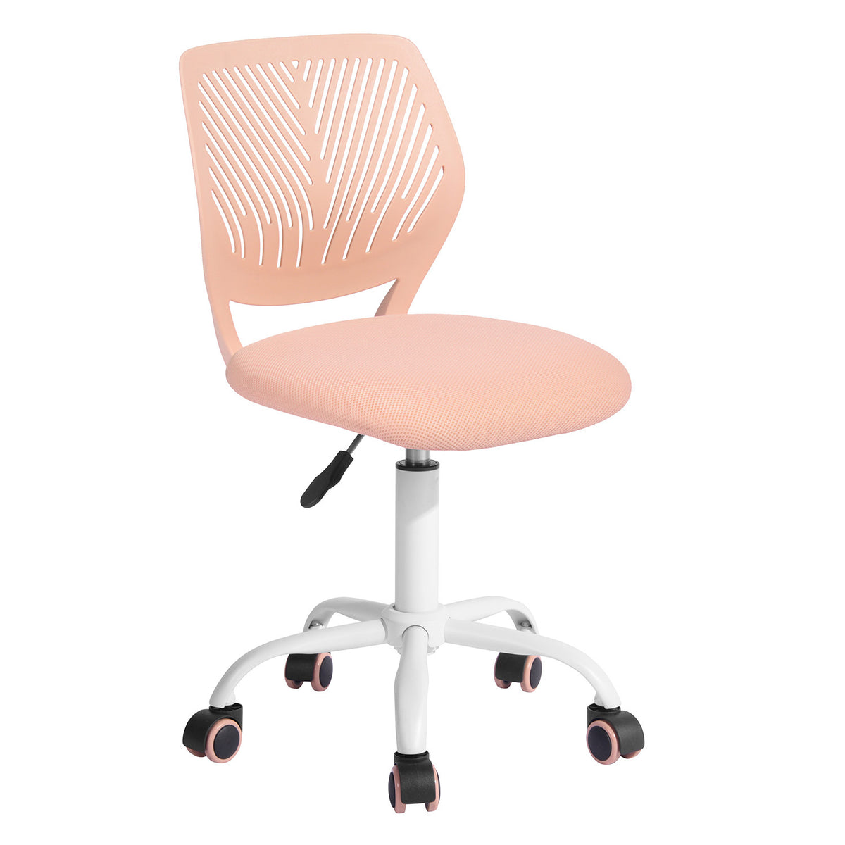 Baby Pink & White Adjustable Height Office Chair | Swivel, Rolling, Soft Pastel Style