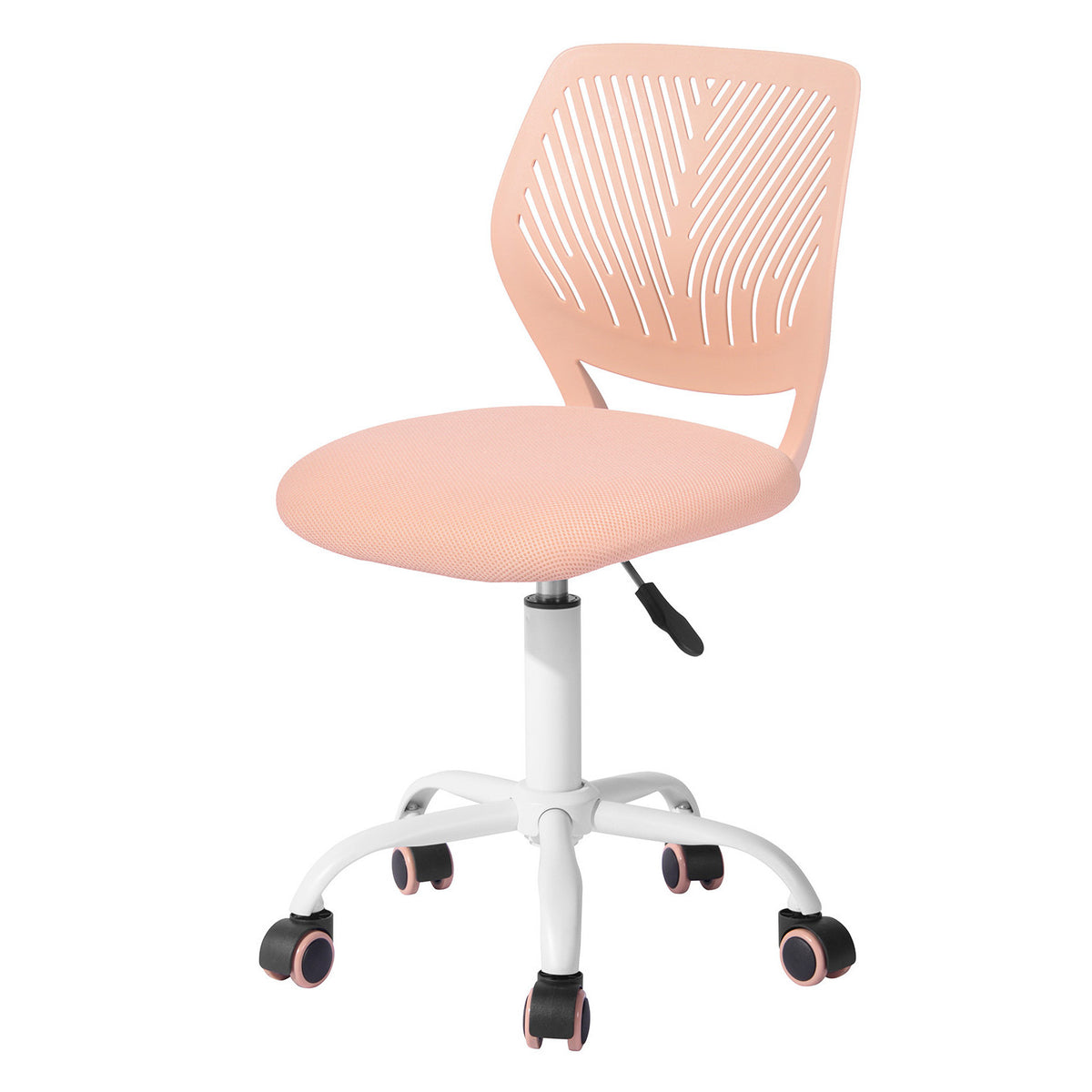 Baby Pink & White Adjustable Height Office Chair | Swivel, Rolling, Soft Pastel Style