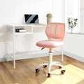Baby Pink & White Adjustable Height Office Chair | Swivel, Rolling, Soft Pastel Style