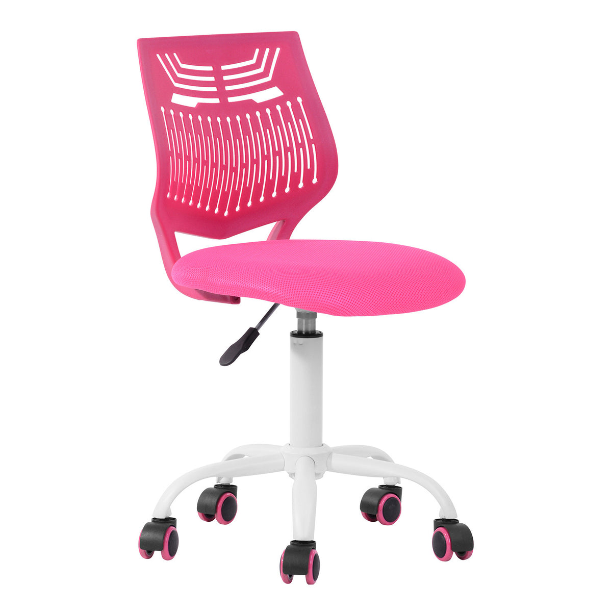Pink & White Adjustable Height Office Chair | Swivel, Rolling, Pastel Comfort