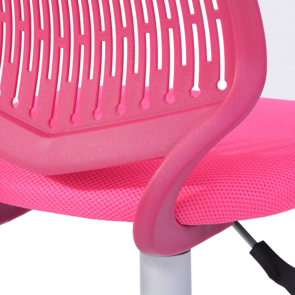 Pink & White Adjustable Height Office Chair | Swivel, Rolling, Pastel Comfort
