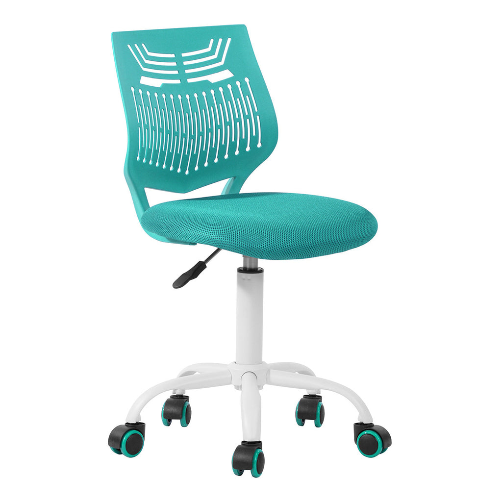 Turquoise & White Adjustable Height Office Chair | Swivel, Rolling, Vibrant Modern Style