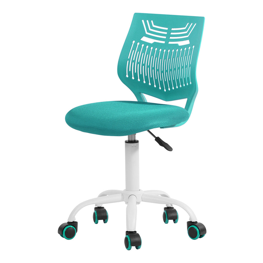 Turquoise & White Adjustable Height Office Chair | Swivel, Rolling, Vibrant Modern Style