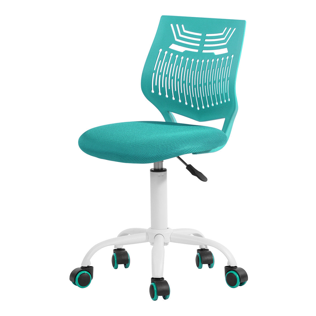 Turquoise & White Adjustable Height Office Chair | Swivel, Rolling, Vibrant Modern Style