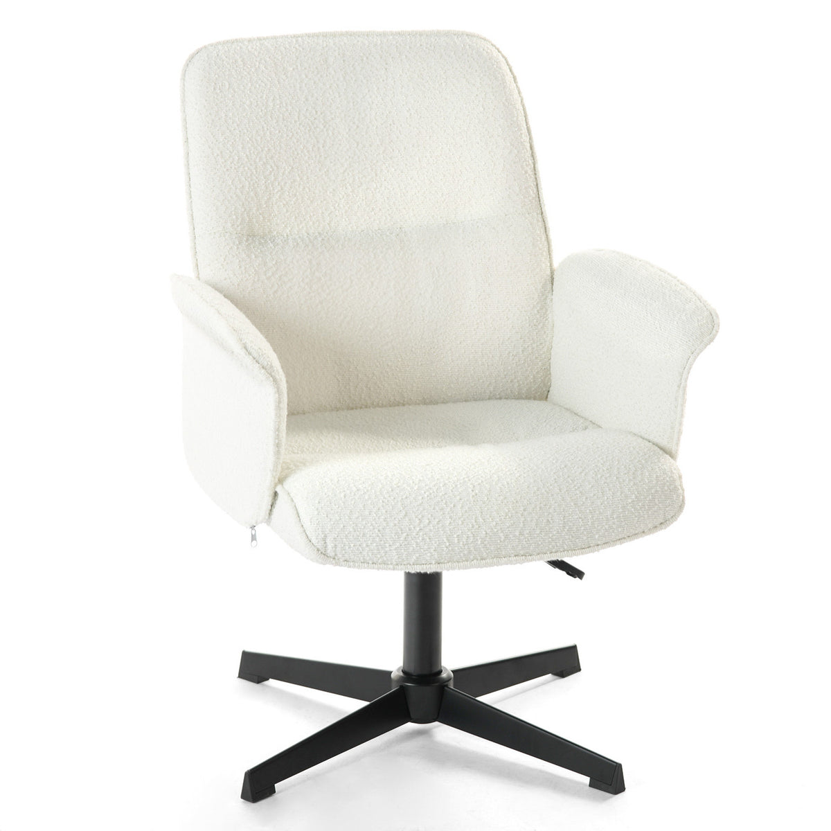 Off-White & Black Boucle Executive Office Chair | Adjustable Height, Swivel, Textured Fabric