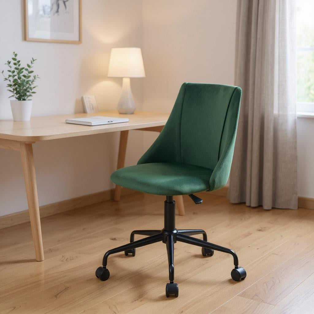 Green & Black Adjustable Height Office Chair | Swivel, Rolling, Nature-Inspired Style