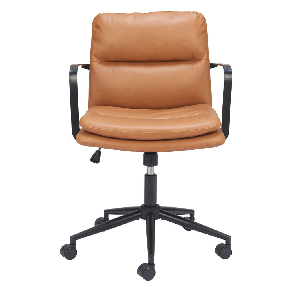 Brown & Black Adjustable Height Office Chair | Swivel, Rolling, Warm Ergonomic Design