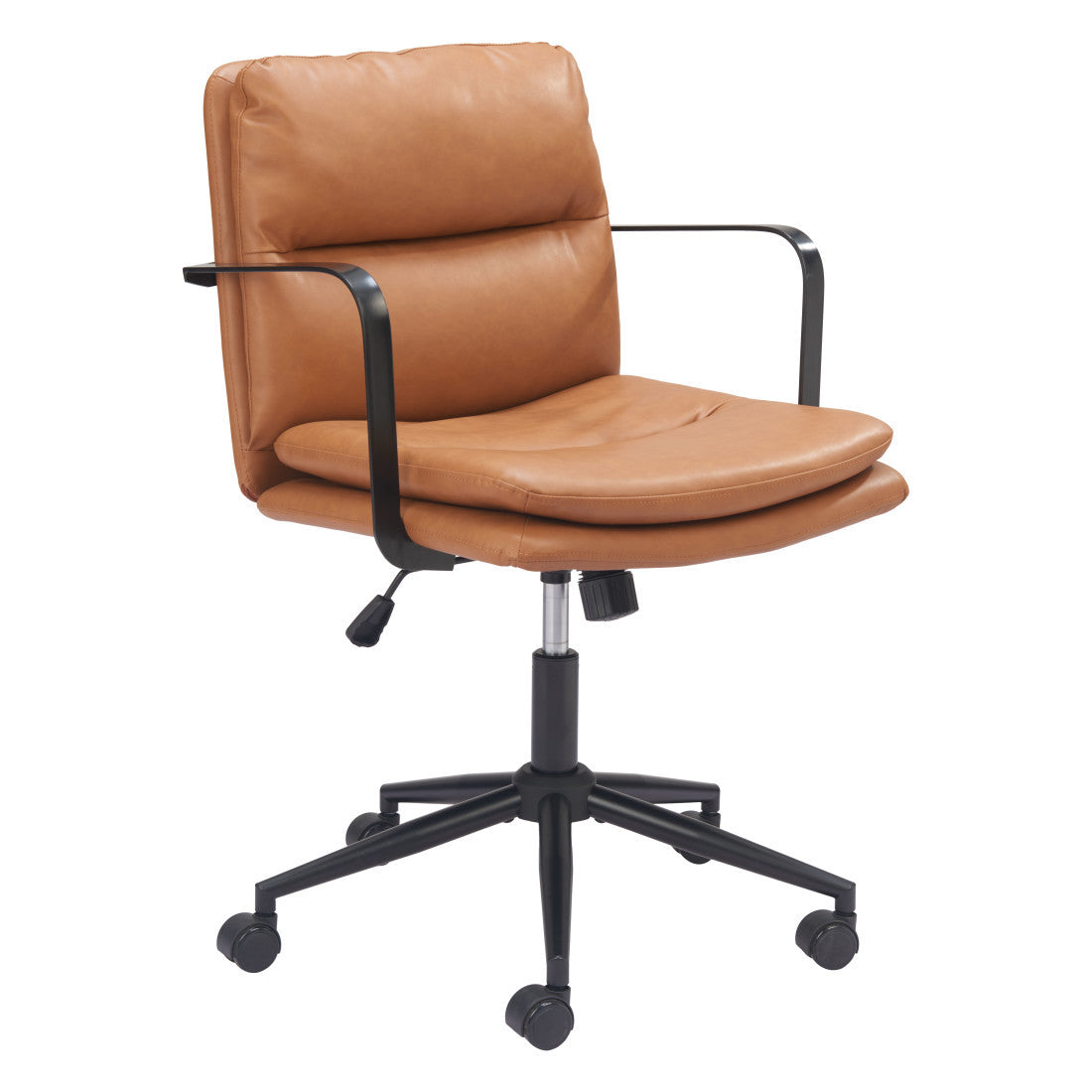 Brown & Black Adjustable Height Office Chair | Swivel, Rolling, Warm Ergonomic Design