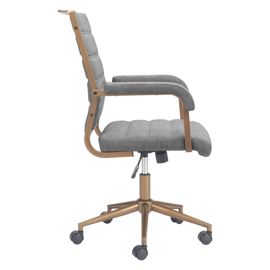 Gray & Bronze Adjustable Height Office Chair | Swivel, Rolling, Modern Metallic Accent