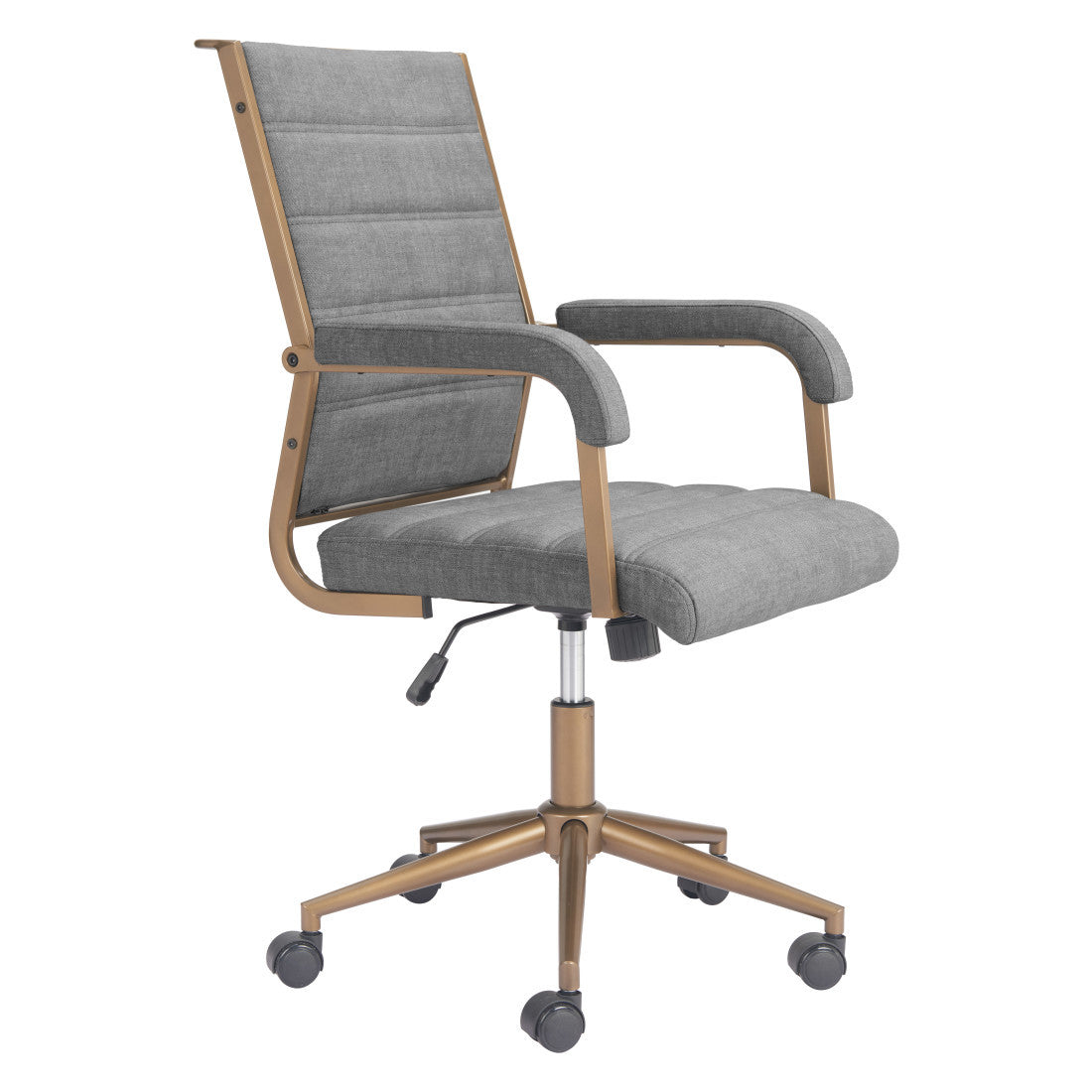 Gray & Bronze Adjustable Height Office Chair | Swivel, Rolling, Modern Metallic Accent