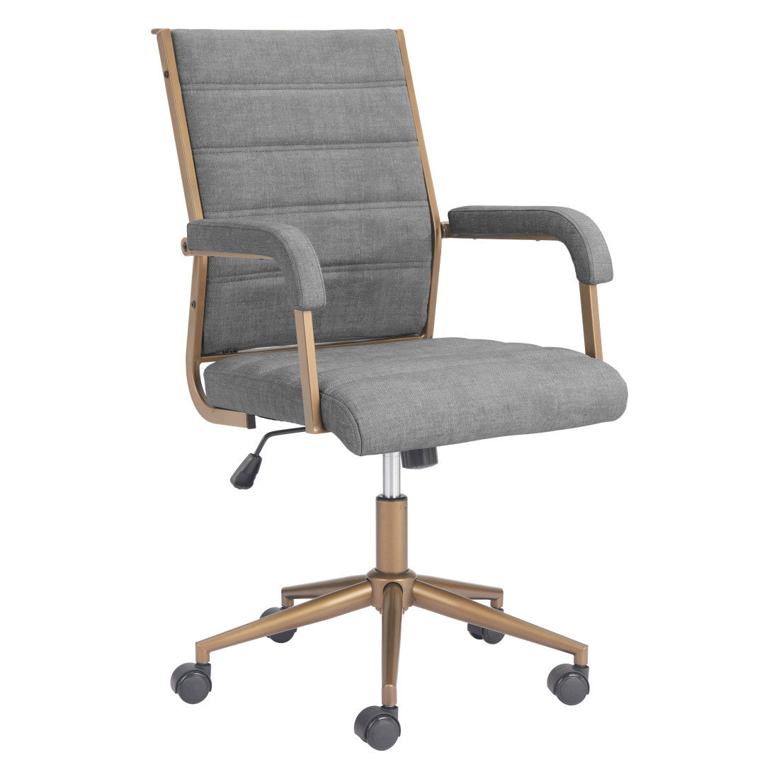 Gray & Bronze Adjustable Height Office Chair | Swivel, Rolling, Modern Metallic Accent