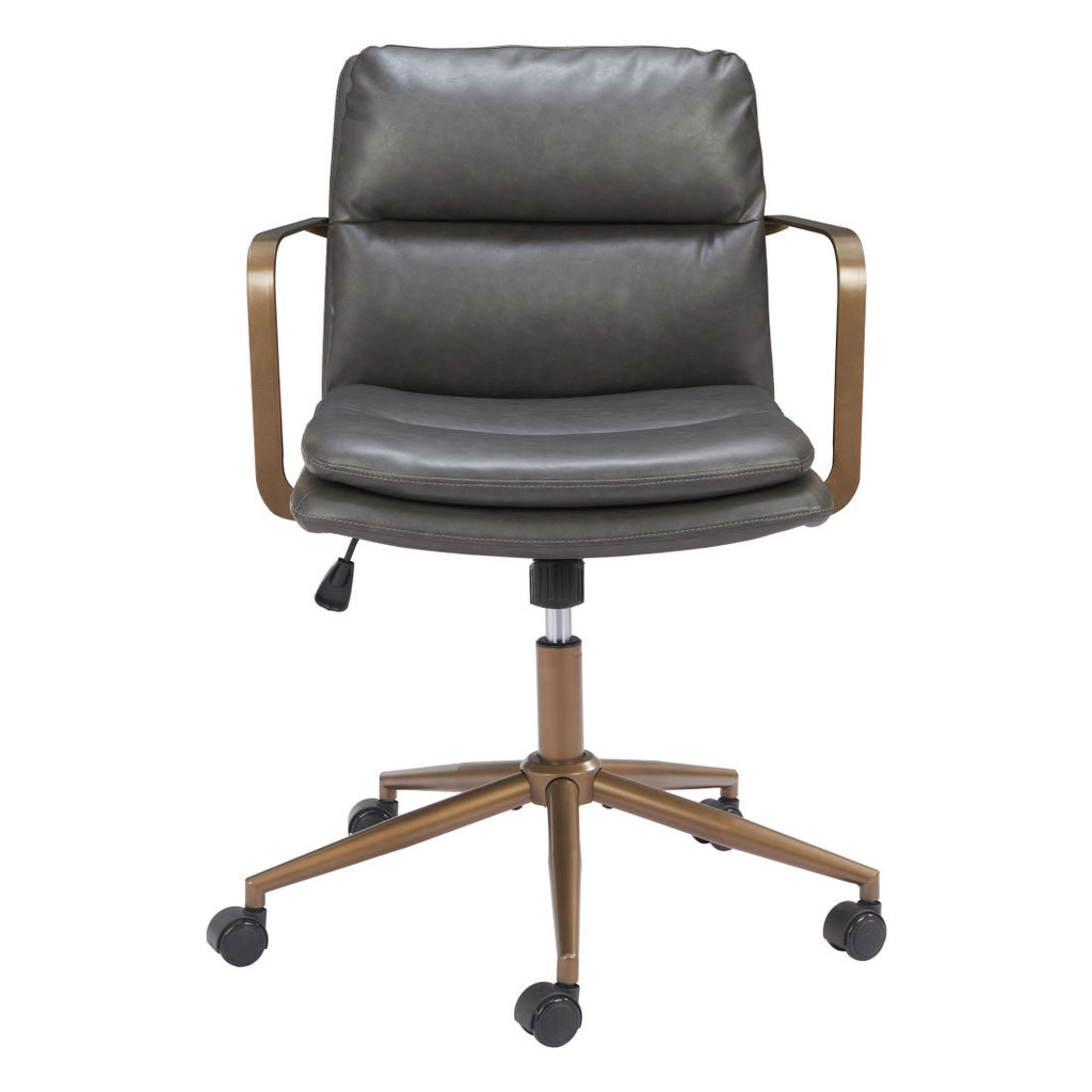 Dark Gray & Bronze Adjustable Height Office Chair | Swivel, Rolling, Contemporary Style
