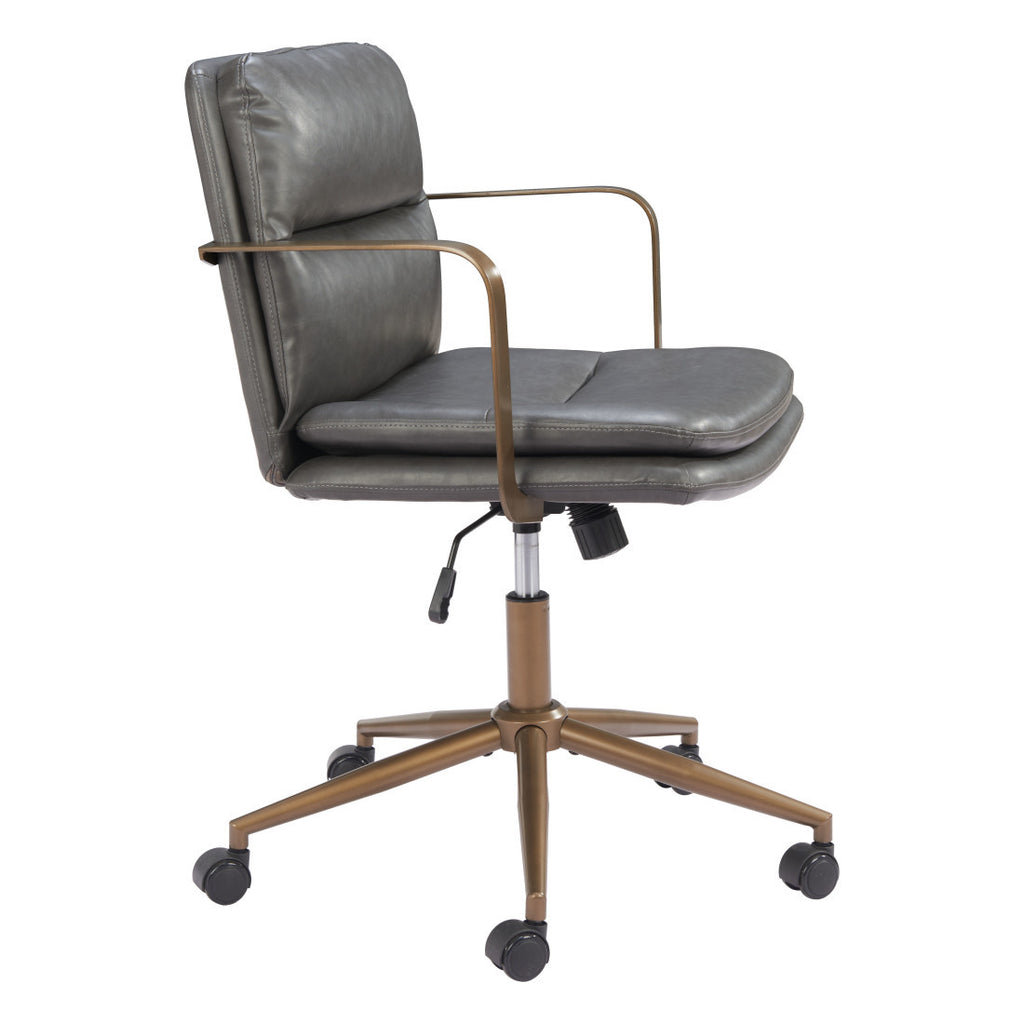 Dark Gray & Bronze Adjustable Height Office Chair | Swivel, Rolling, Contemporary Style