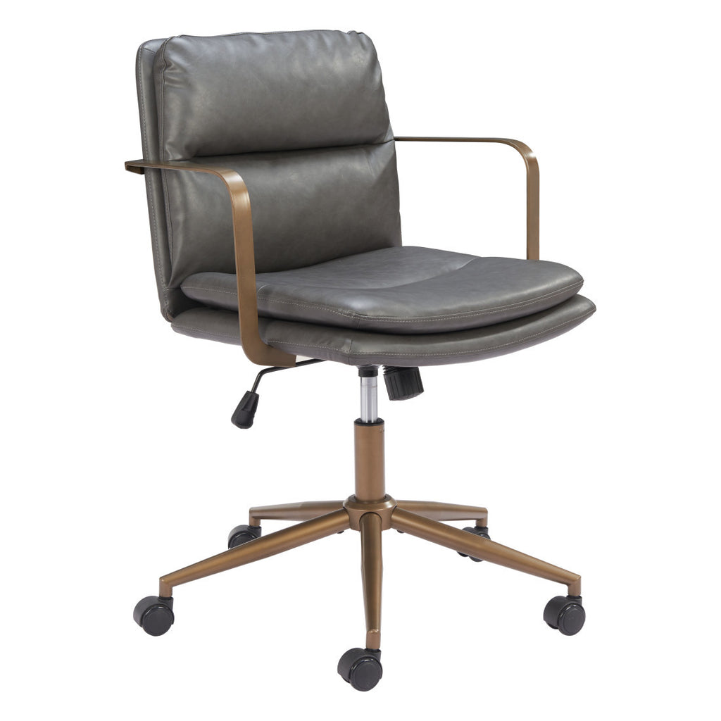 Dark Gray & Bronze Adjustable Height Office Chair | Swivel, Rolling, Contemporary Style