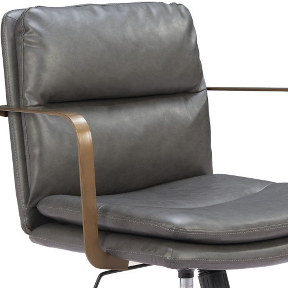 Dark Gray & Bronze Adjustable Height Office Chair | Swivel, Rolling, Contemporary Style