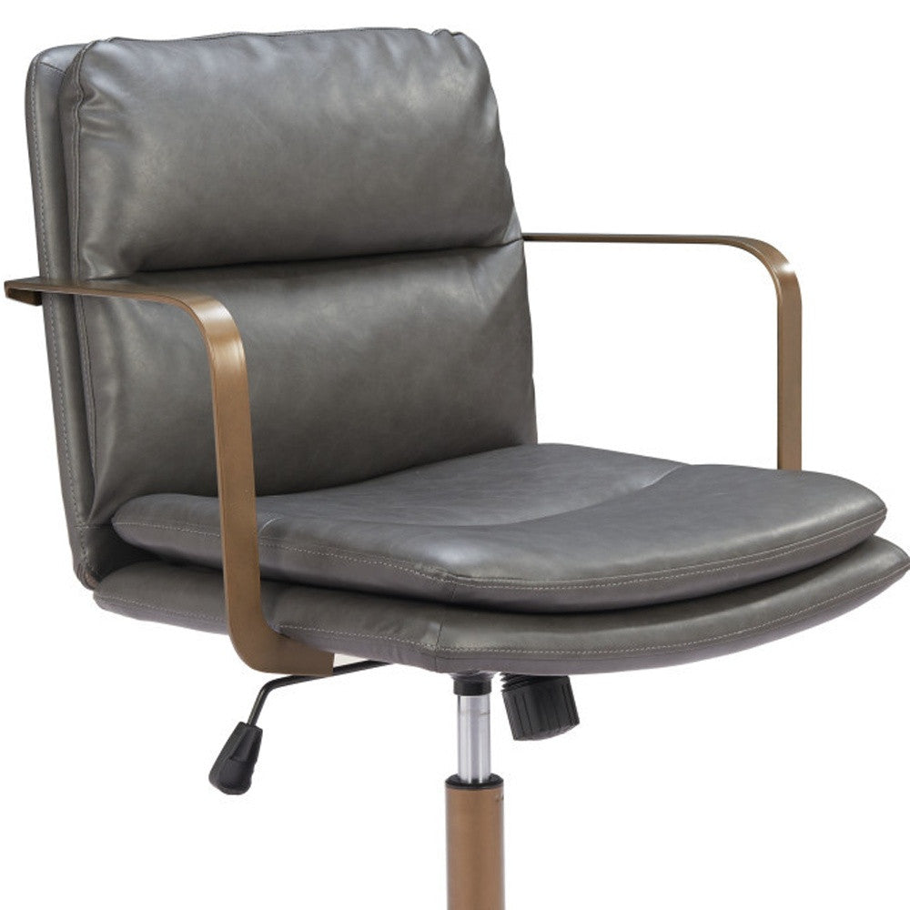 Dark Gray & Bronze Adjustable Height Office Chair | Swivel, Rolling, Contemporary Style