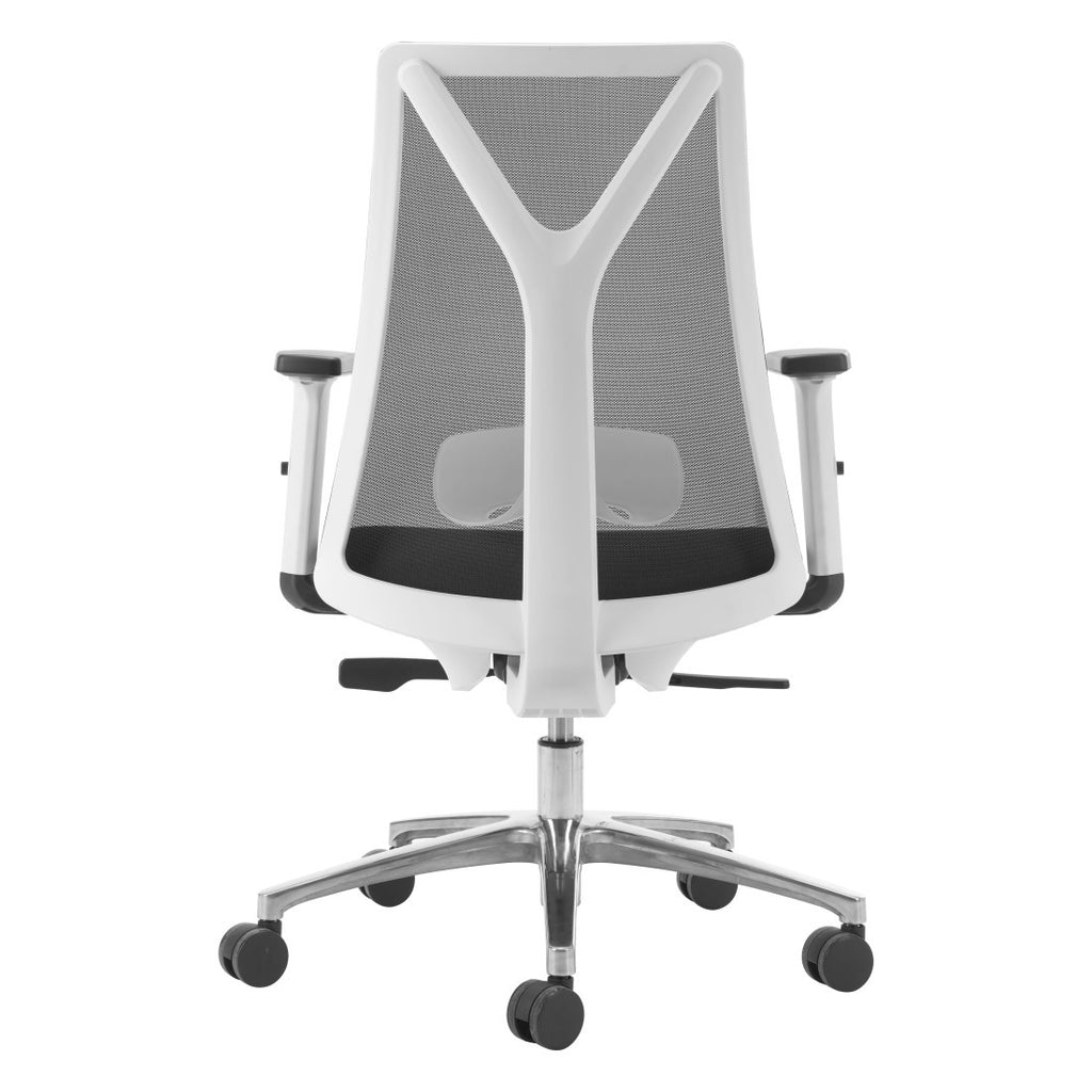 Black Silver & White Adjustable Height Office Chair | Swivel, Rolling, Tri-Tone Style