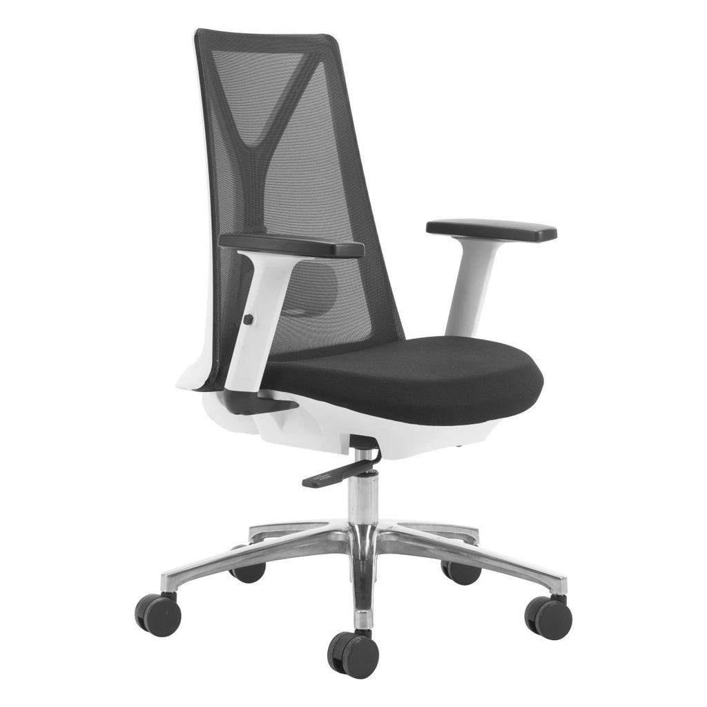 Black Silver & White Adjustable Height Office Chair | Swivel, Rolling, Tri-Tone Style
