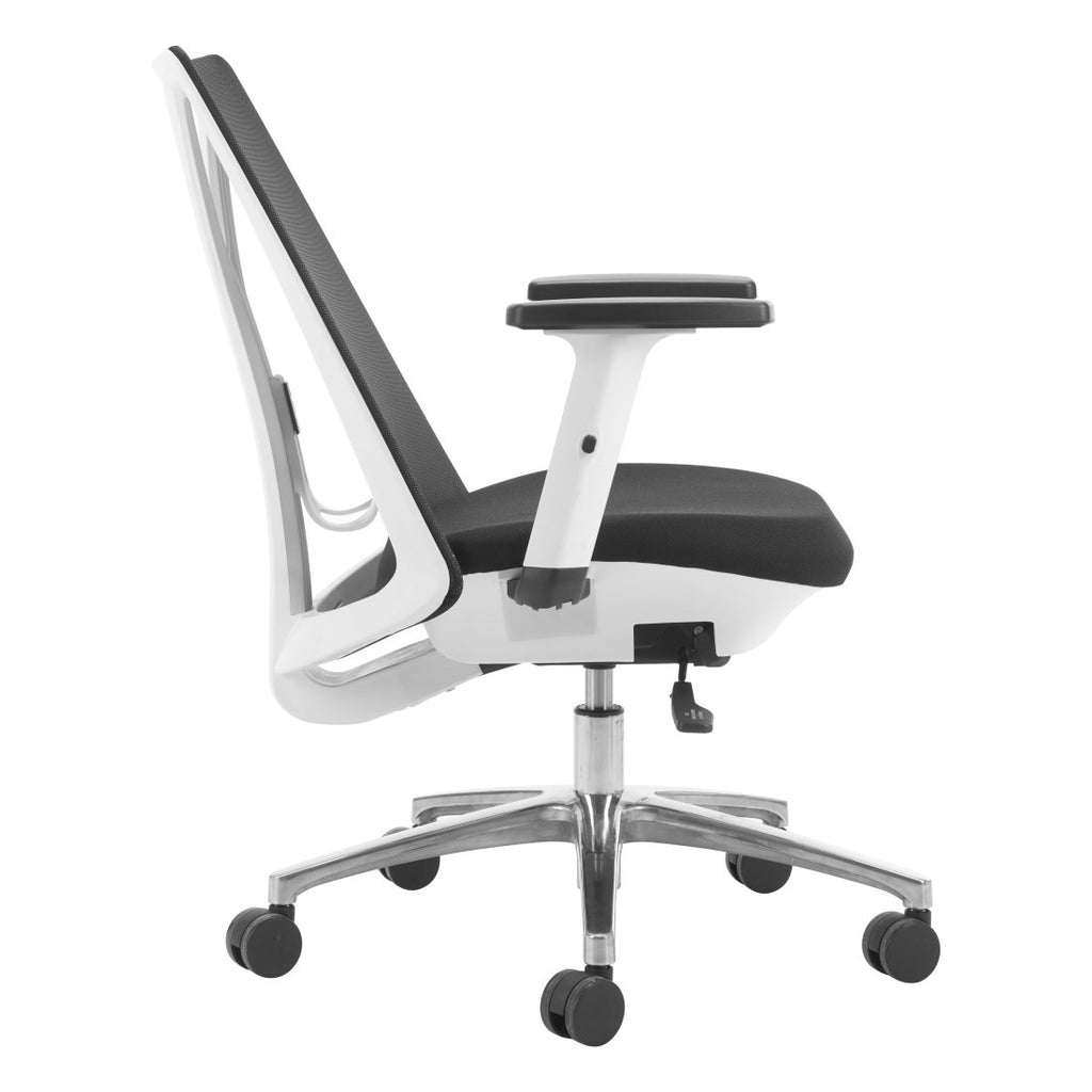 Black Silver & White Adjustable Height Office Chair | Swivel, Rolling, Tri-Tone Style
