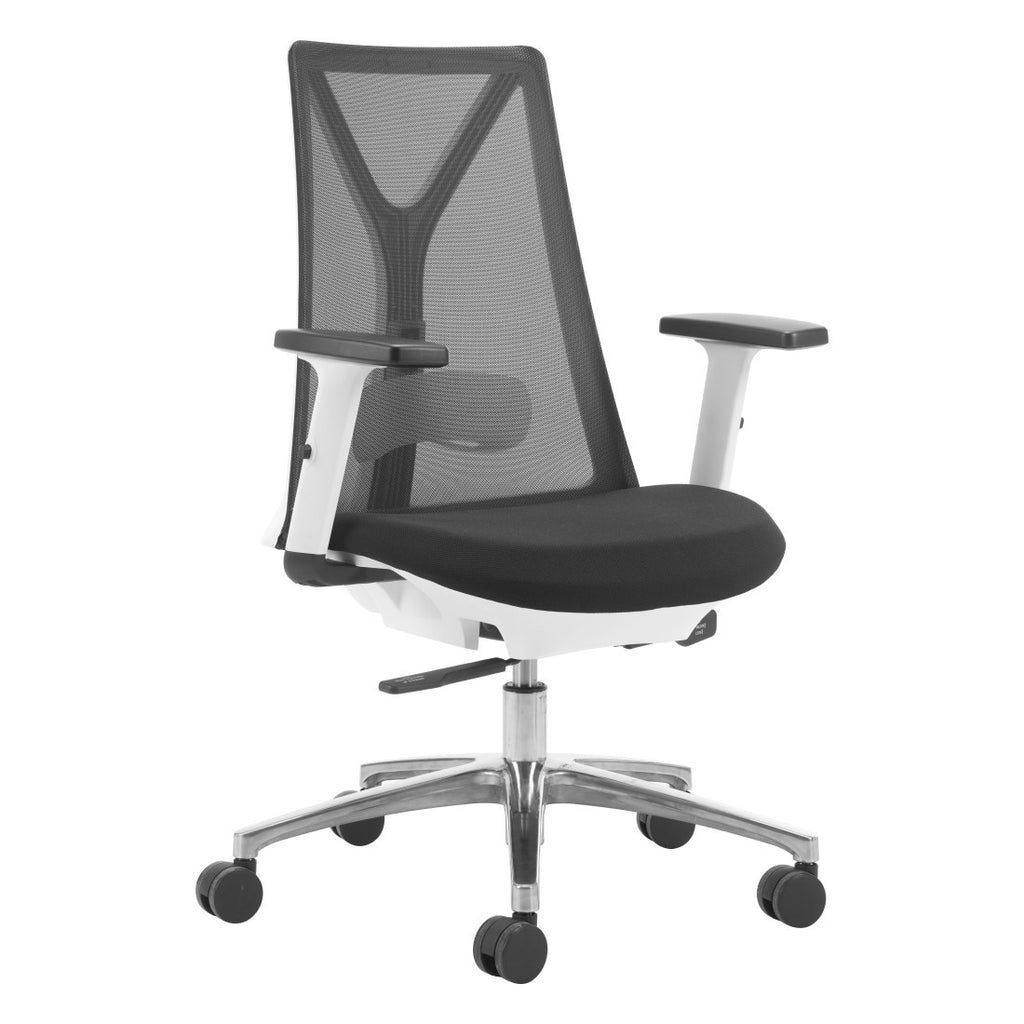 Black Silver & White Adjustable Height Office Chair | Swivel, Rolling, Tri-Tone Style