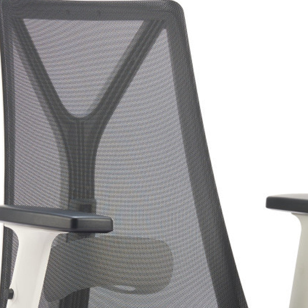 Black Silver & White Adjustable Height Office Chair | Swivel, Rolling, Tri-Tone Style