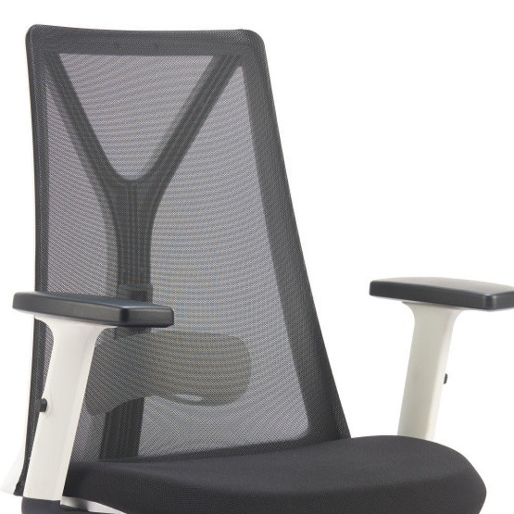 Black Silver & White Adjustable Height Office Chair | Swivel, Rolling, Tri-Tone Style