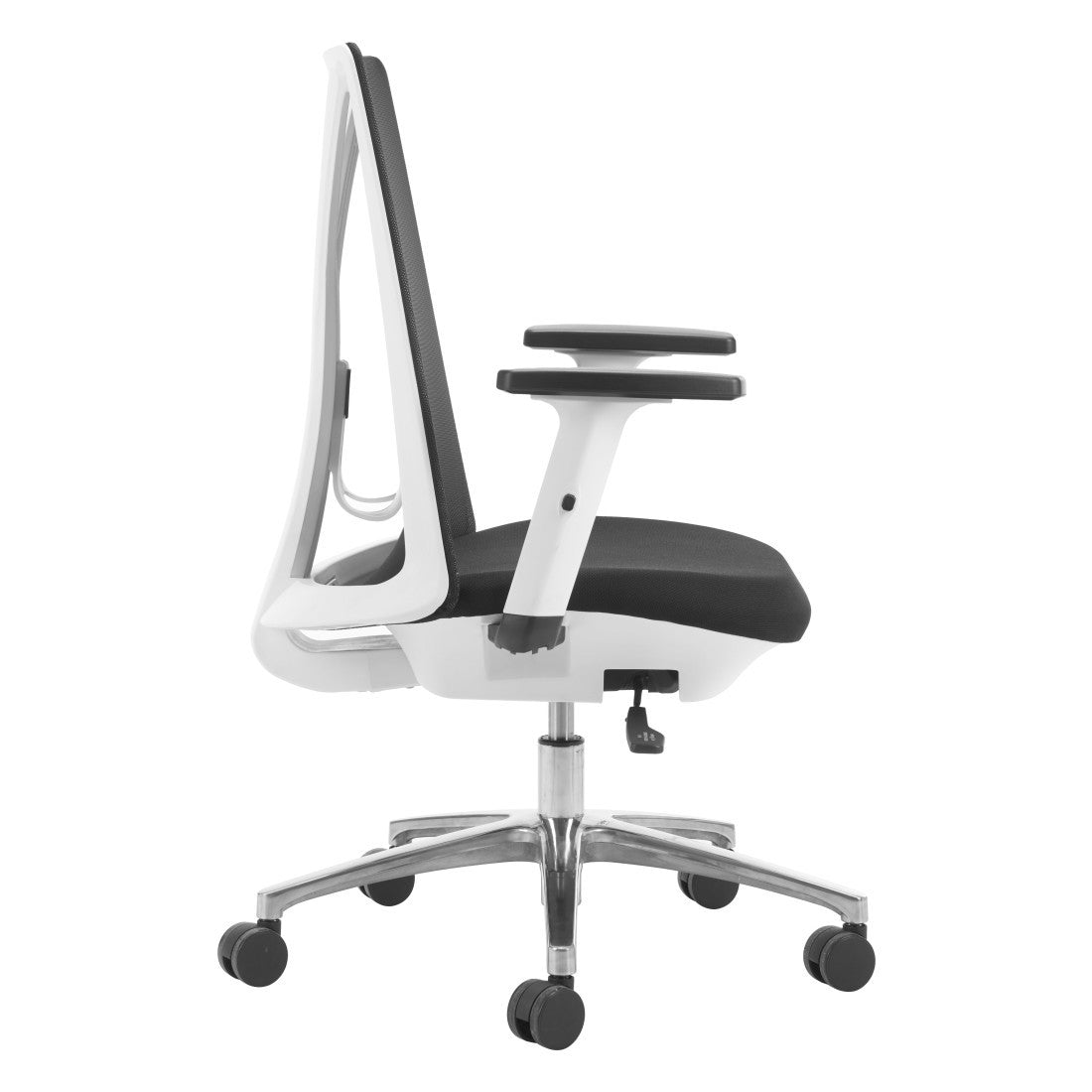 Black Silver & White Adjustable Height Office Chair | Swivel, Rolling, Tri-Tone Style