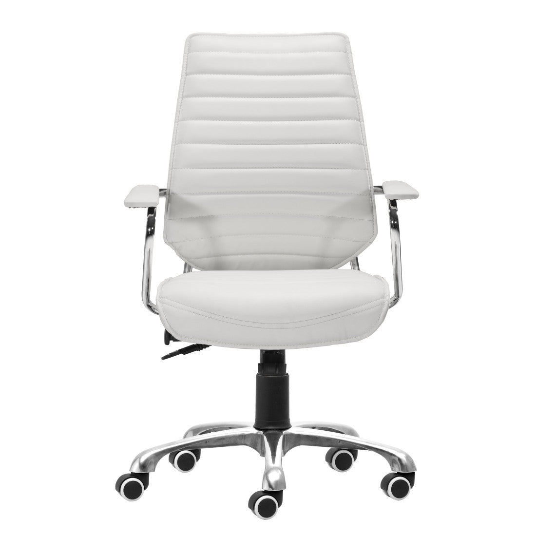 White & Silver Adjustable Height Office Chair | Swivel, Rolling, Clean Modern Aesthetic