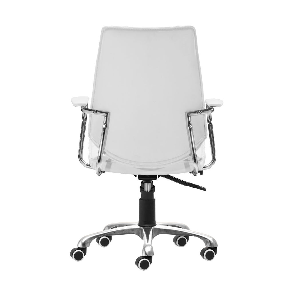 White & Silver Adjustable Height Office Chair | Swivel, Rolling, Clean Modern Aesthetic