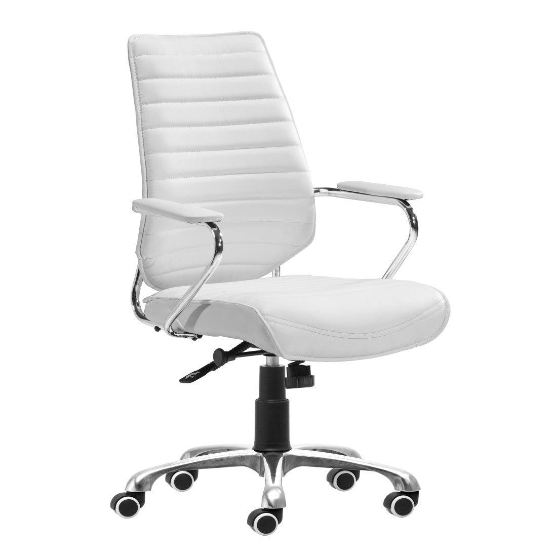 White & Silver Adjustable Height Office Chair | Swivel, Rolling, Clean Modern Aesthetic