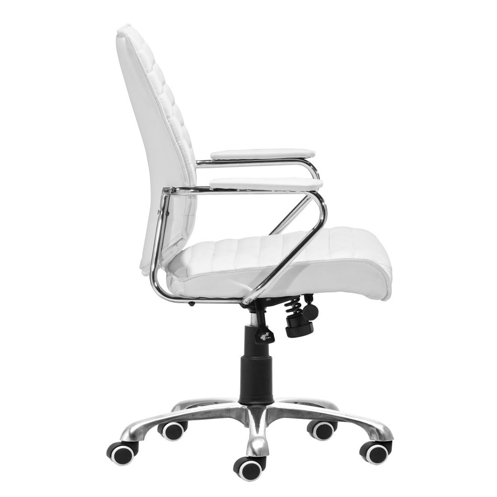 White & Silver Adjustable Height Office Chair | Swivel, Rolling, Clean Modern Aesthetic