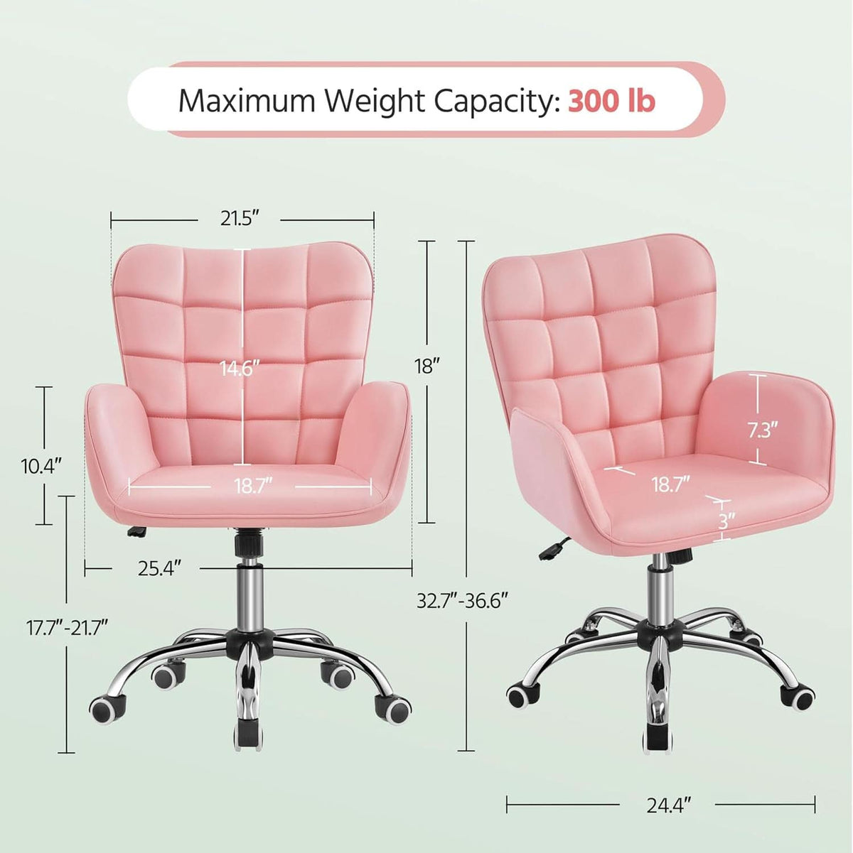Pink Ergonomic Office Chair With Adjustable Height-2