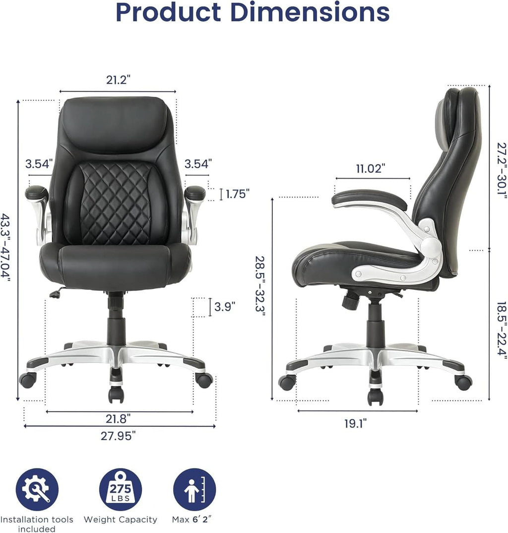 Ergonomic Office Chair With Adjustable Lumbar Support Black-2