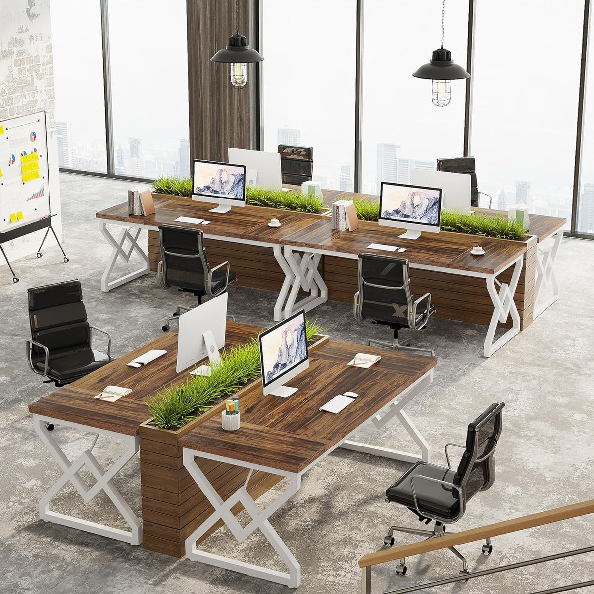63 Inch Executive Desk With Ergonomic Space Saving Design-4