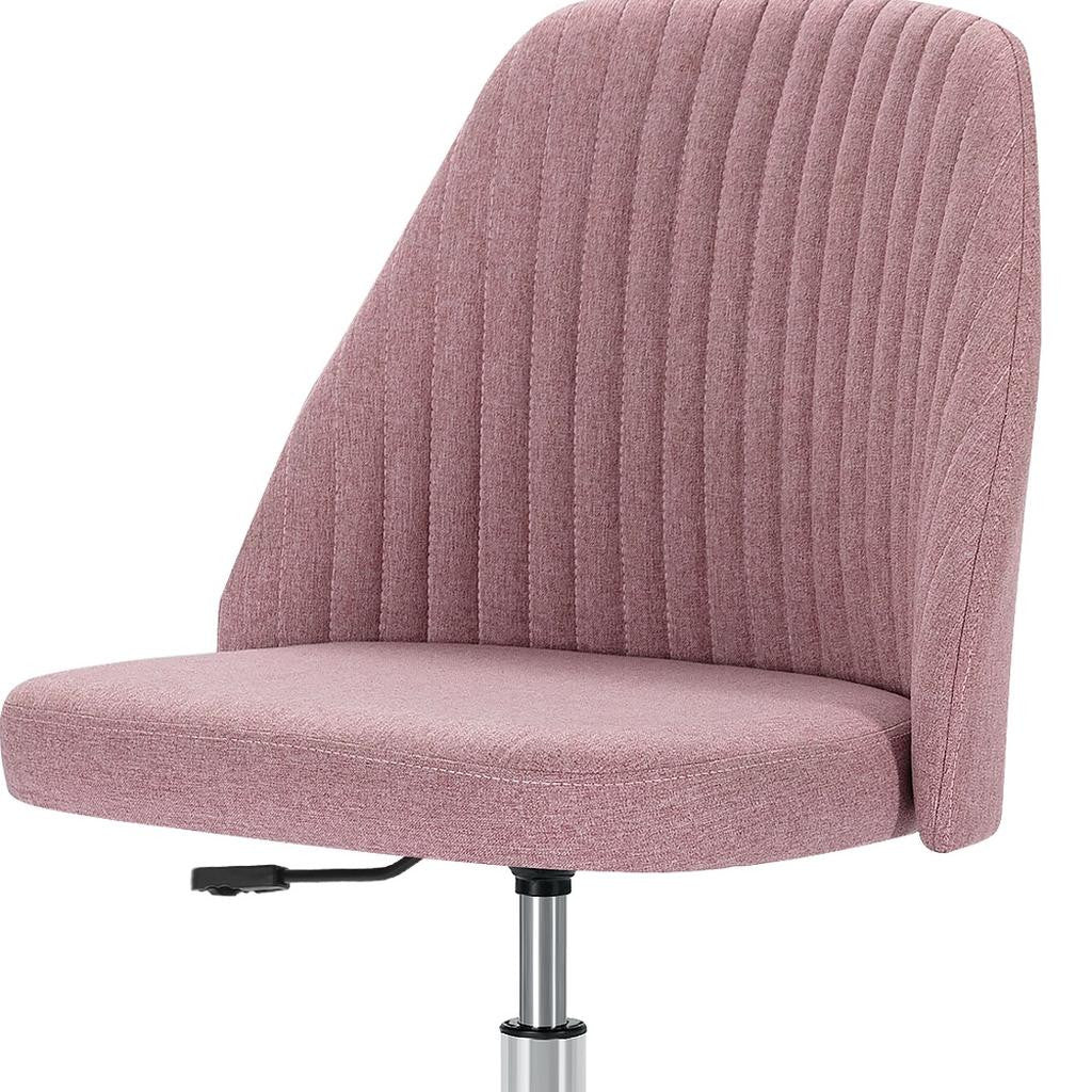 Pink & Silver Adjustable Height Office Chair | Swivel, Rolling, Soft Glam Style