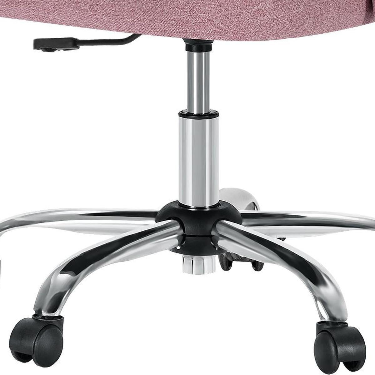Pink & Silver Adjustable Height Office Chair | Swivel, Rolling, Soft Glam Style