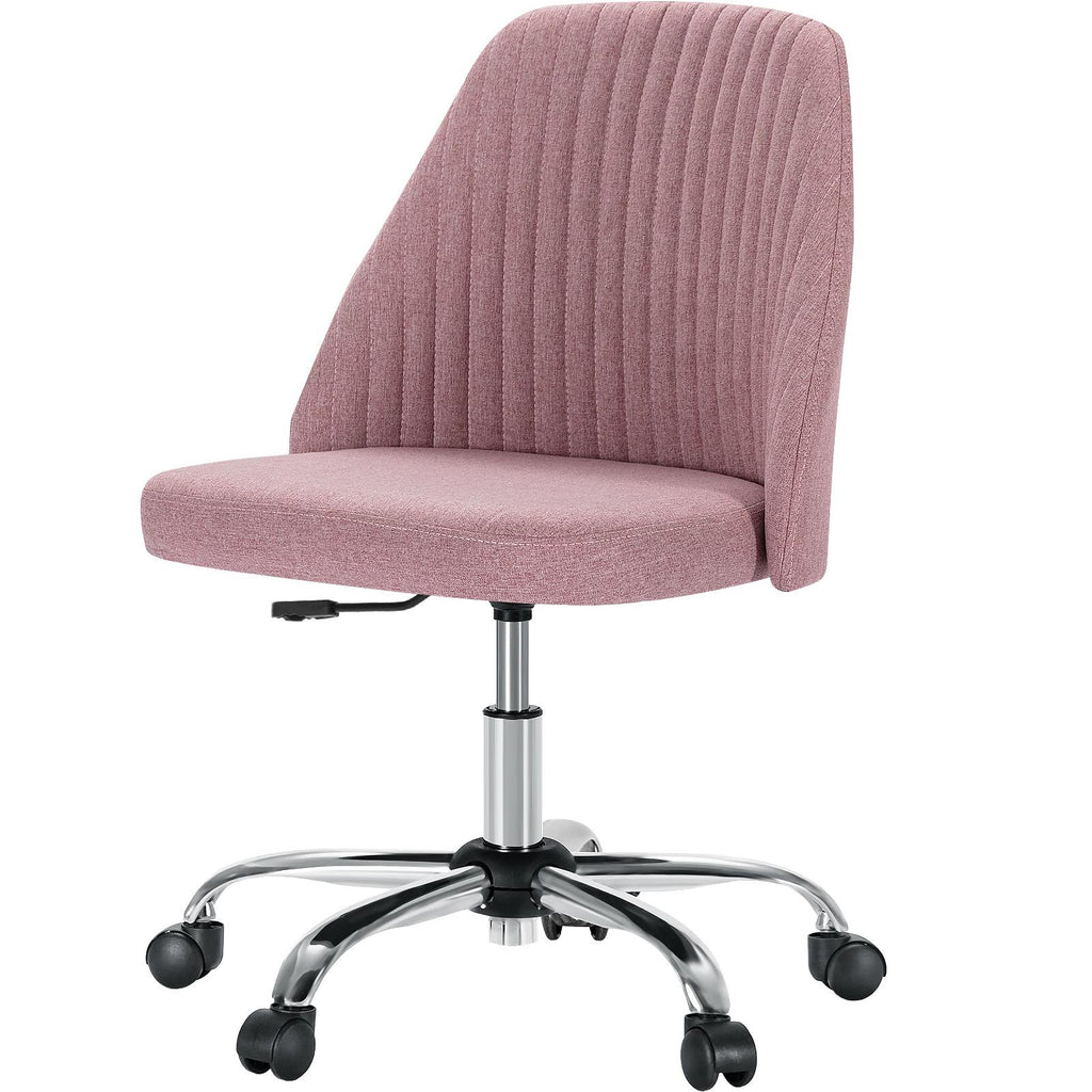 Pink & Silver Adjustable Height Office Chair | Swivel, Rolling, Soft Glam Style