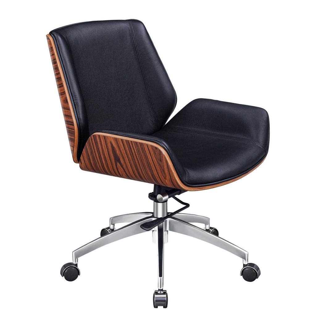 Black Rosewood & Silver Conference Office Chair | Adjustable Height, Swivel, Rolling, Executive Look