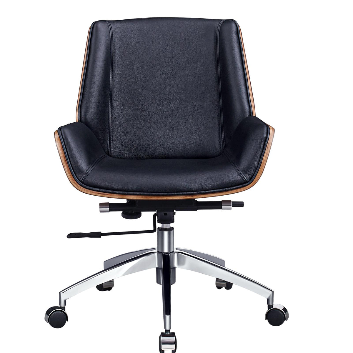 Black Rosewood & Silver Conference Office Chair | Adjustable Height, Swivel, Rolling, Executive Look