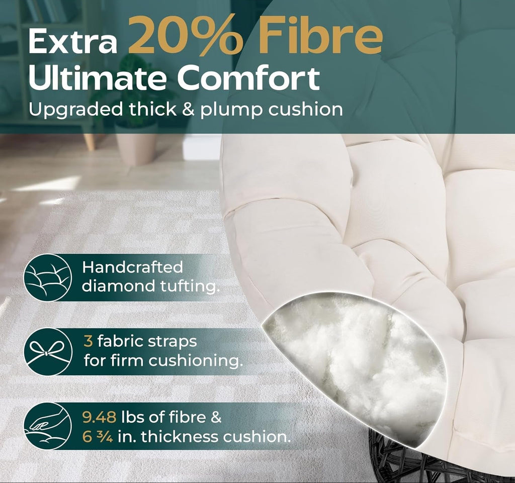 40 Inch Ergonomic Papasan Chair Cushioned Comfortably-2