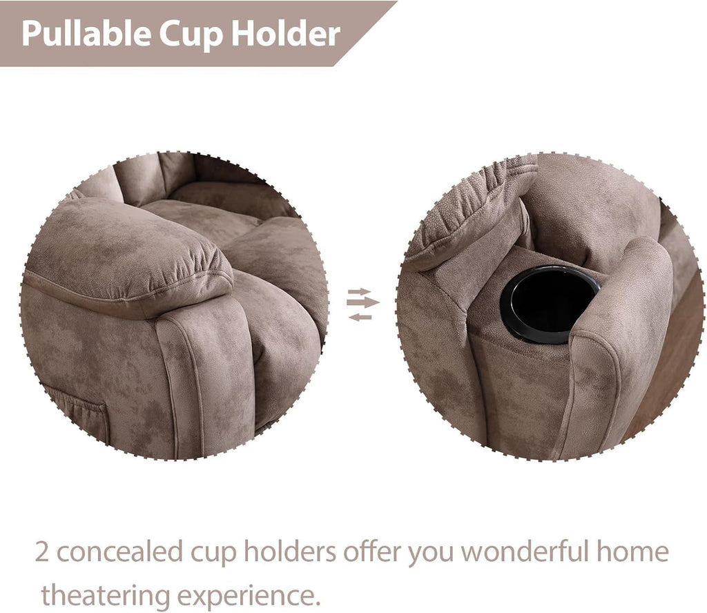 Light Brown ExtraWide Two Seat Manual Recliner Loveseat-3