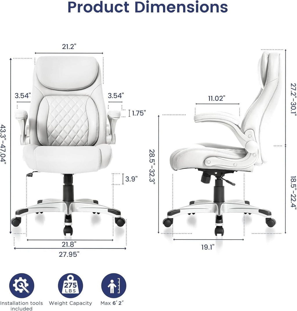 Ergonomic Office Chair With Adjustable Lumbar Support White-1