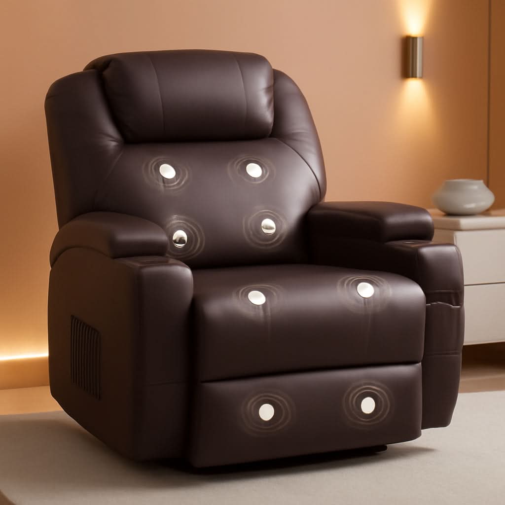 Dark Brown 360 Degree Swivel Recliner Chair With Massage-0