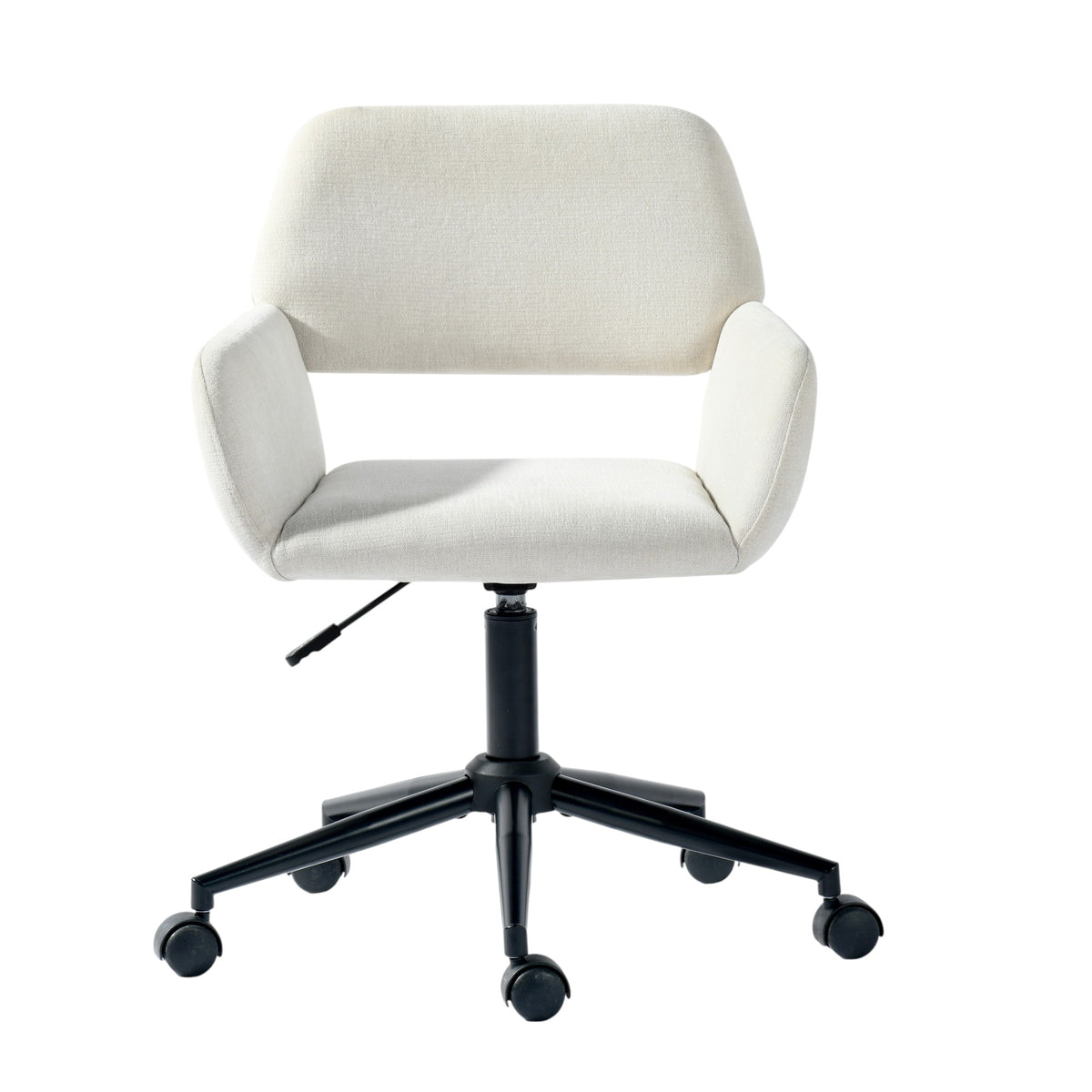 Beige & Black Adjustable Height Office Chair | Swivel, Rolling, Soft Neutral Design